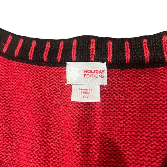 Holiday Editions Sweater Vest Cardigan Red Holiday Party Snow Penguin Sz Small‎ - Picture 4 of 7